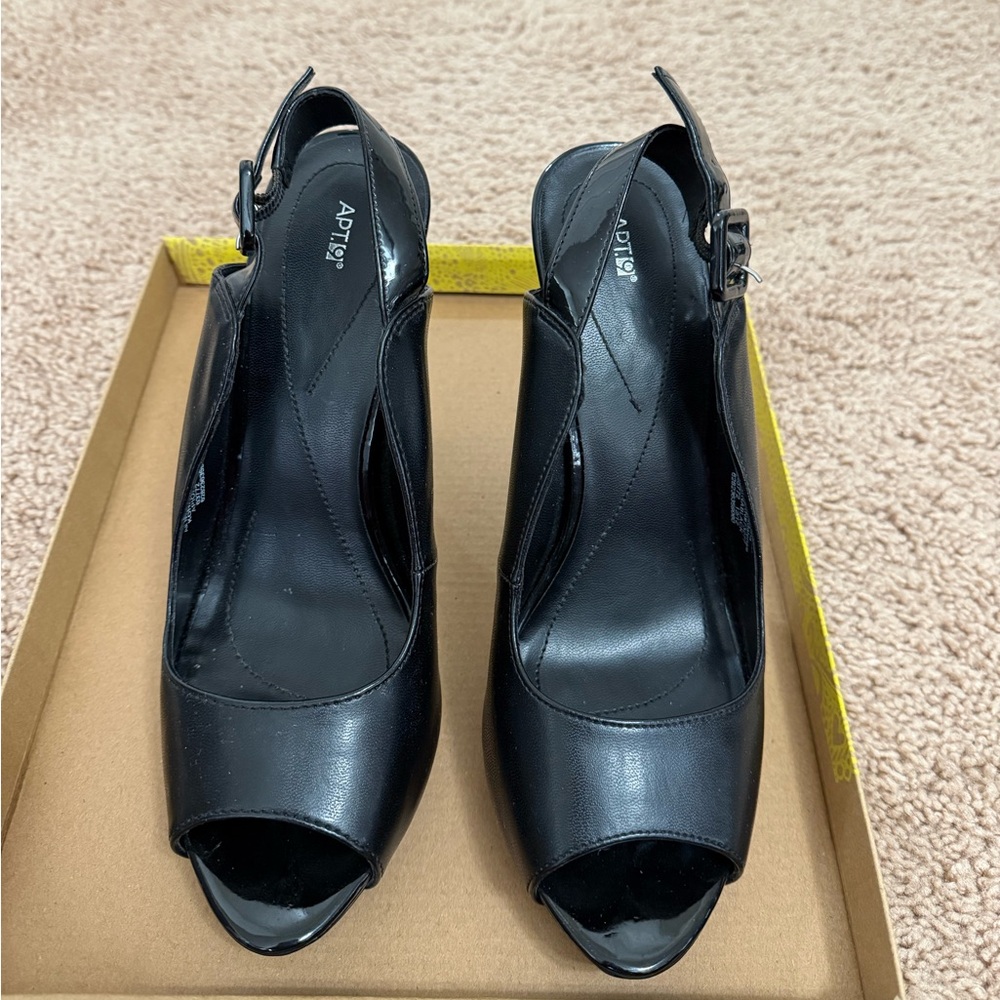 Apt 9 Sleek Black Peep Toe Heels